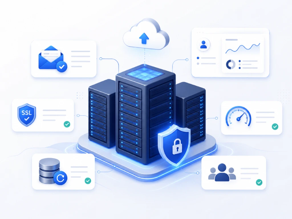 Kurumsal hosting altyapısı: yüksek performans, güvenli e-posta, ücretsiz SSL, yedekleme ve profesyonel yönetim