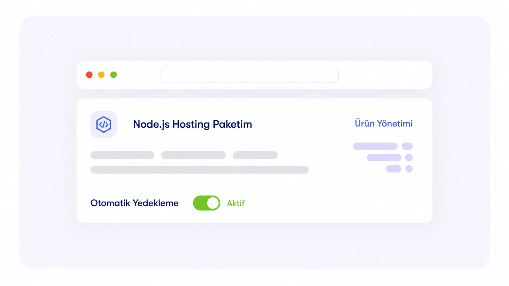 Node.js hosting altyapısı: CloudLinux, cPanel, SSH/Terminal erişimi, %100 SSD ve ücretsiz SSL desteği