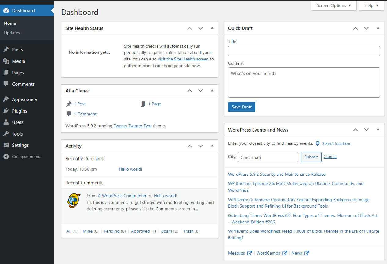WordPress Yönetim Paneli