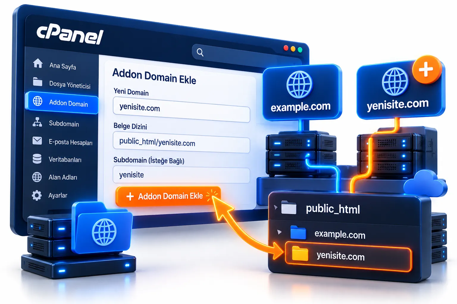 cPanel Addon Domain Ekleme